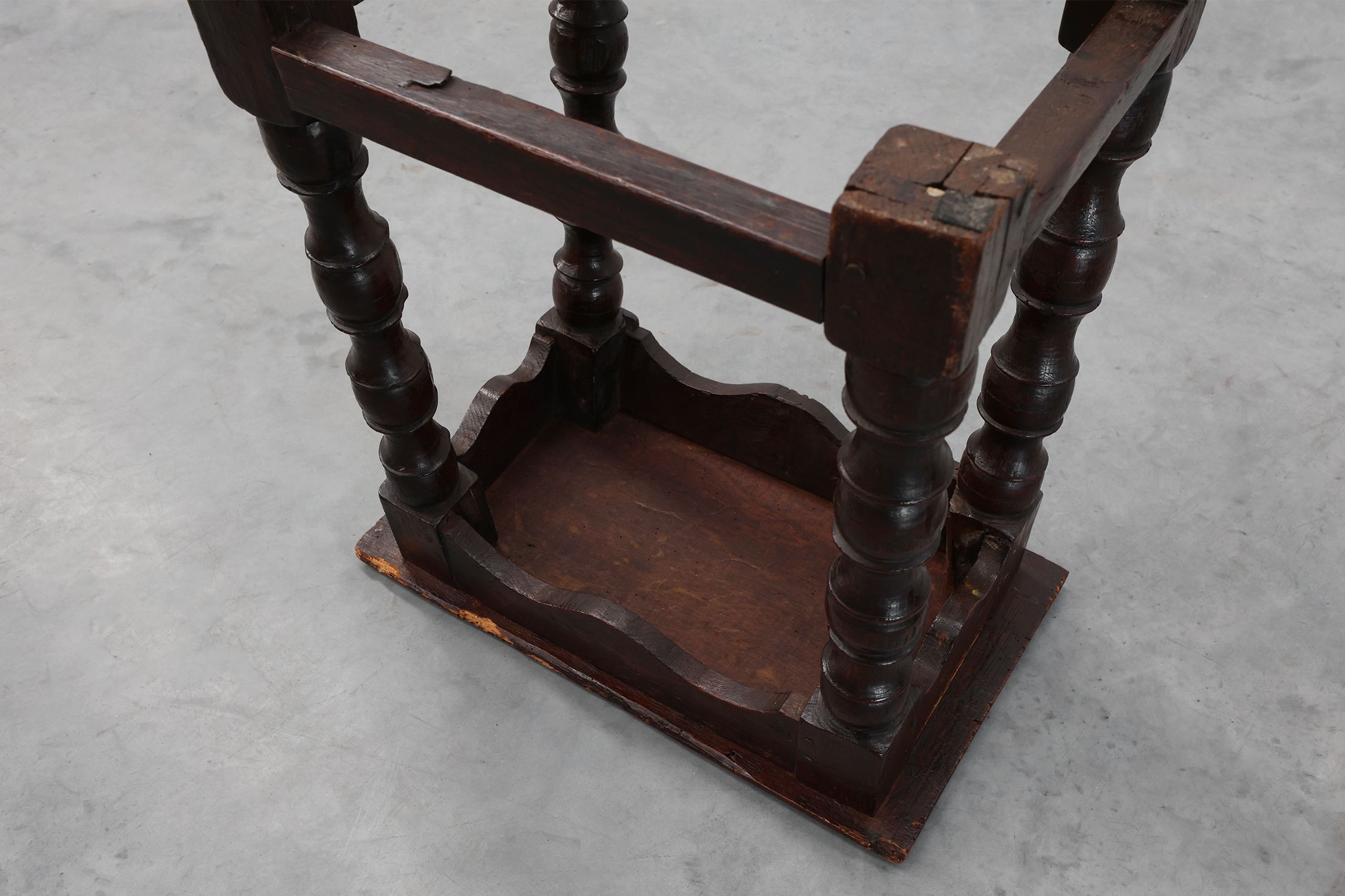 19th Century oak rectangular joint stool or table with turned legs, France ca. 1820thumbnail